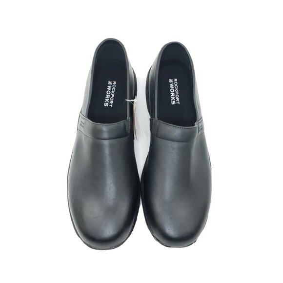 Rockport Works Slip-On Clog Black Leather Work Shoe Mens Size 47 US 13